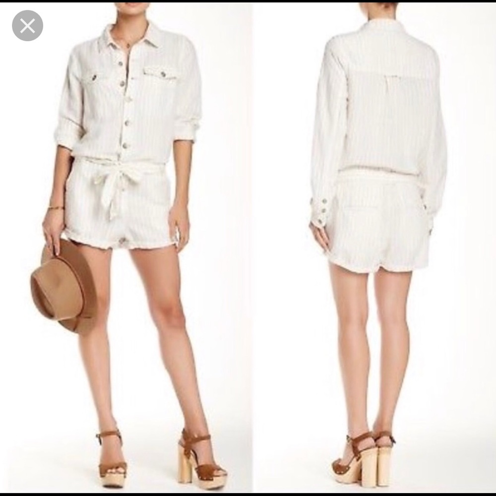 Free People pin stripped linen romper